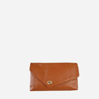 CENTENNIAL PARK - Ladies Tan Pebbled Leather Clutch Envelope Bag - BeltNBags