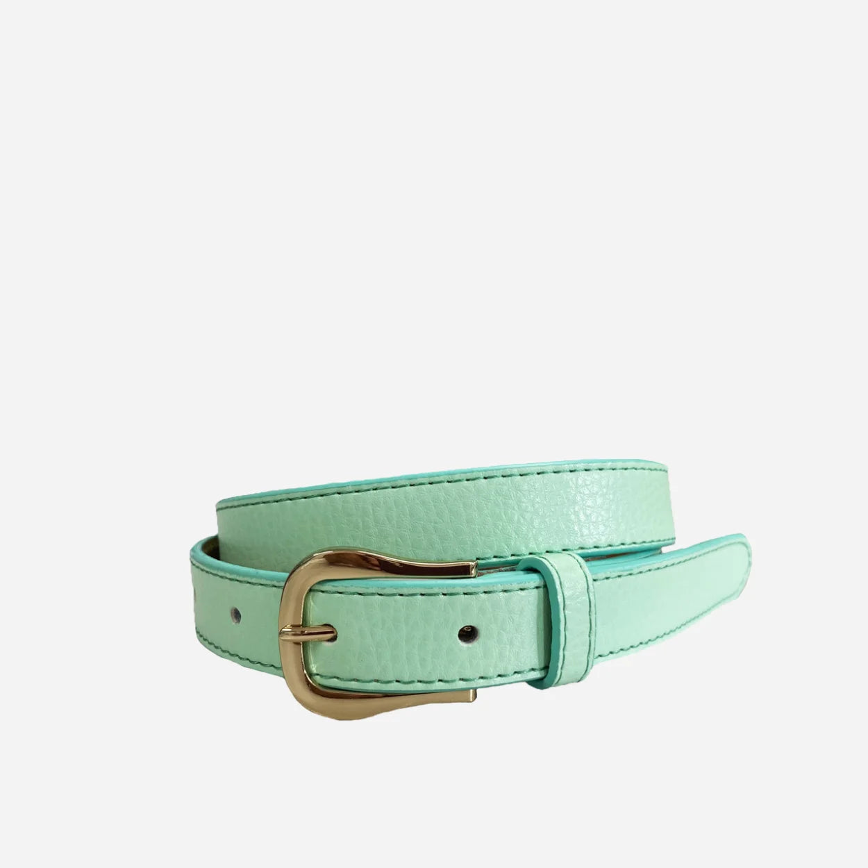 CHLOE - Girls Light Green Genuine Leather Belt with Golden Buckle