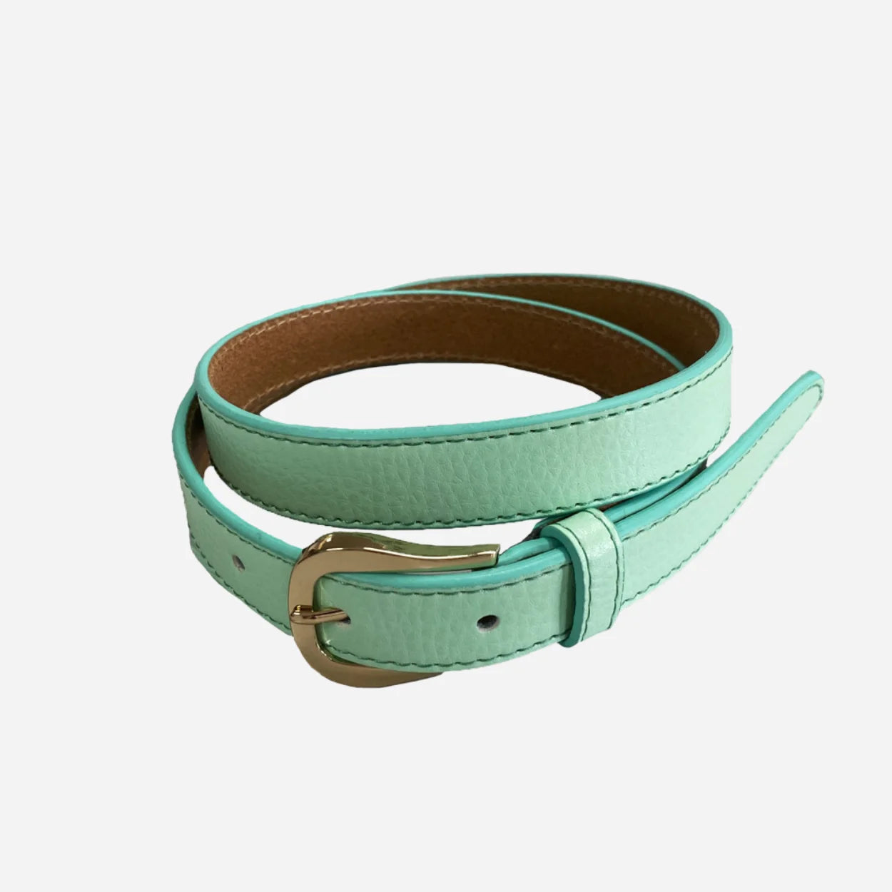 CHLOE - Girls Light Green Genuine Leather Belt with Golden Buckle