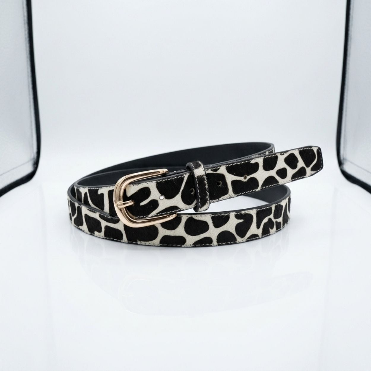 CLARABELLE - Women's Cow Print Leather Belt