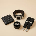Men's Black 4-Piece Gift Set | ROMEO Belt, LACHLAN Wallet, Braces & Cufflinks