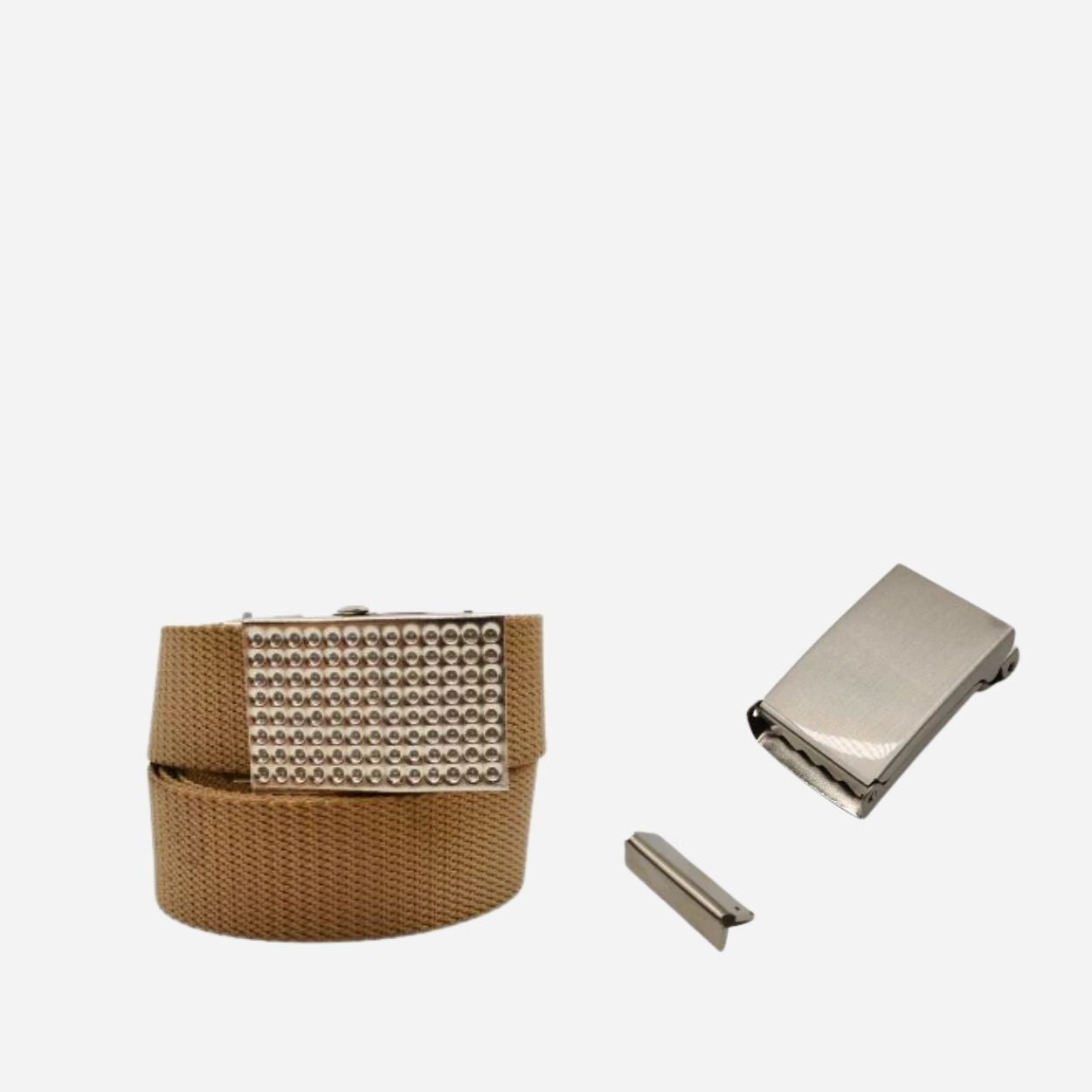 Canva Belt in Sand with Silver Buckle