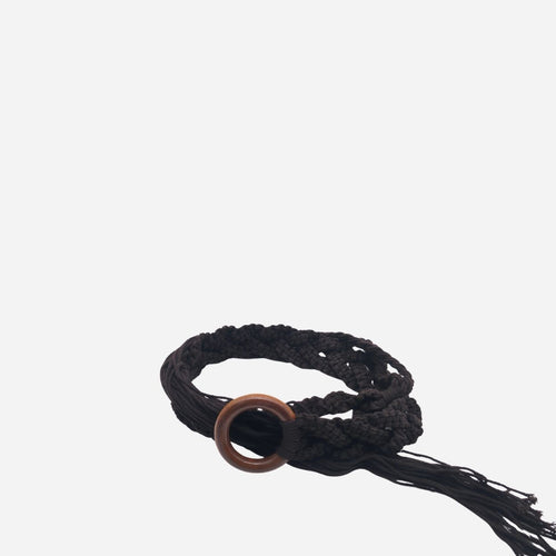 Clovelly Boho Braided Belt – Dark Brown & Cream Woven Belt for Women