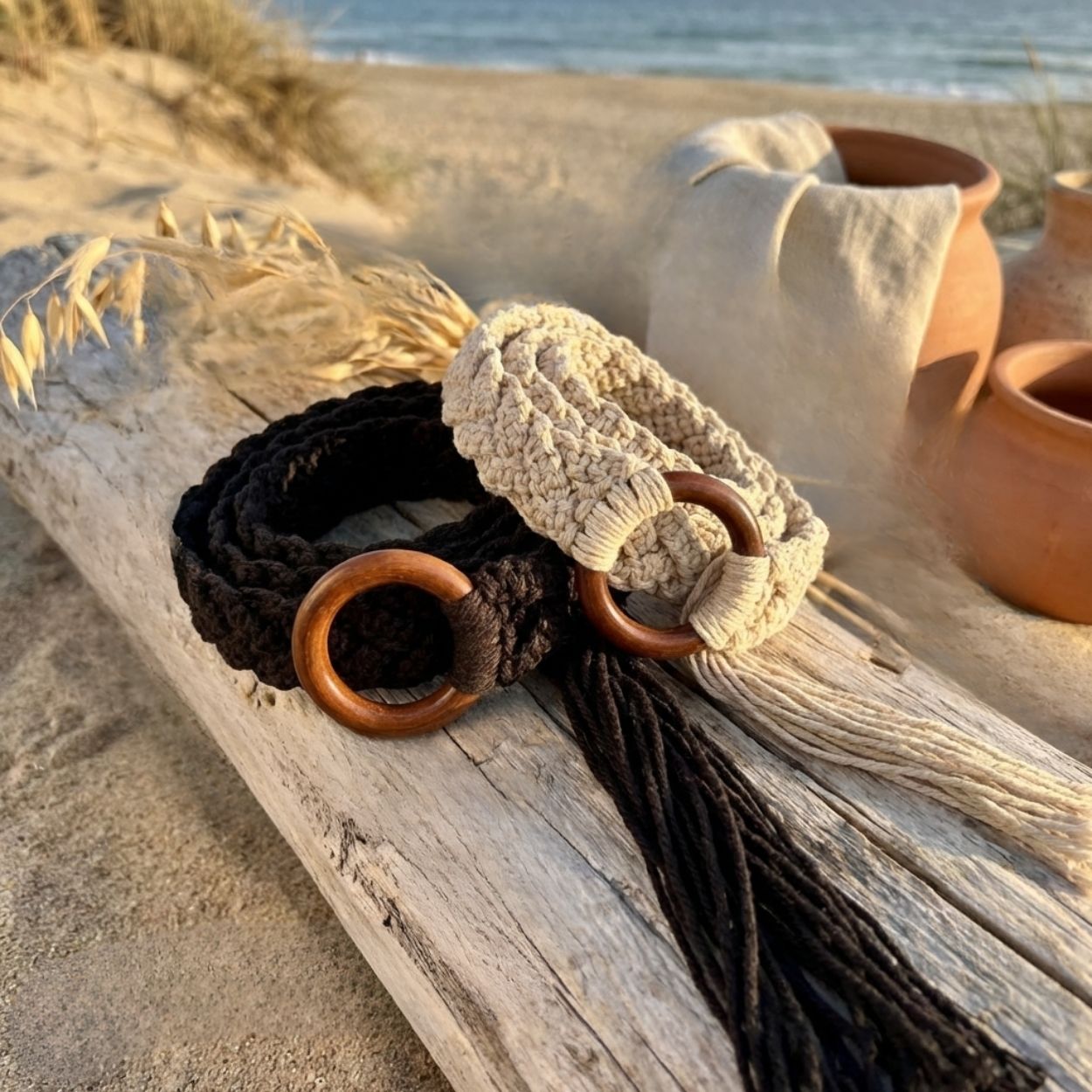 Clovelly Boho Braided Belt – Dark Brown & Cream Woven Belt for Women - BeltNBags