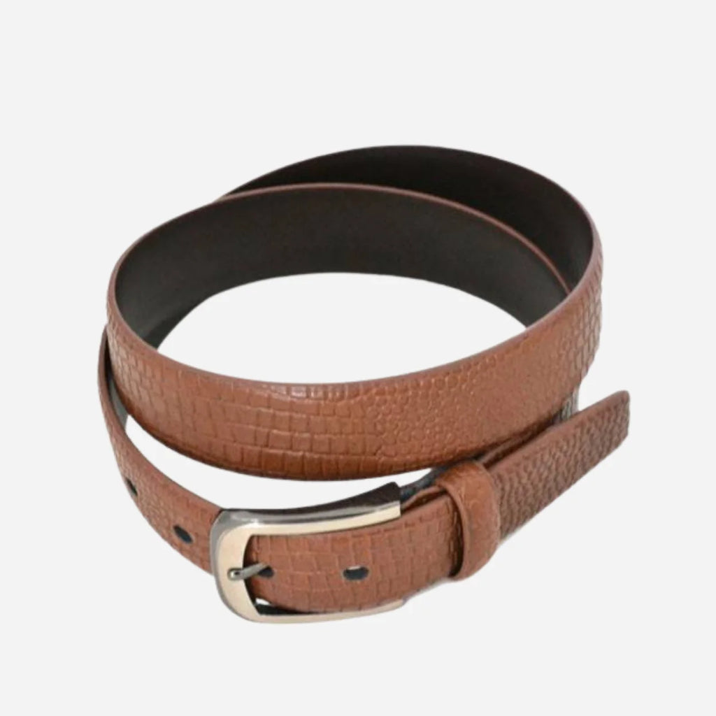 DACIC - Mens Brown Faux Snakeskin Leather Belt