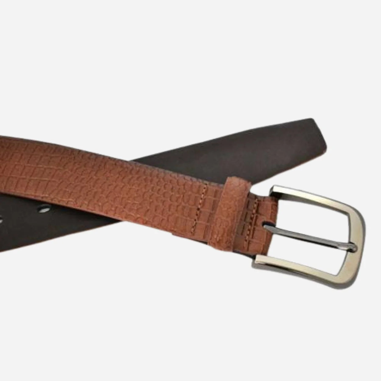 DACIC - Mens Brown Faux Snakeskin Leather Belt