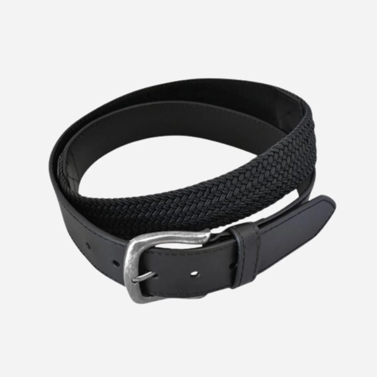 DAMIEN - Mens Black Genuine Leather Flexi-Belt