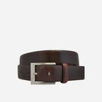 DARIO - Mens Dark Chocolate Leather Dress Belt - BeltNBags