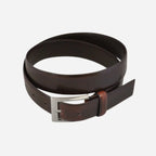 DARIO - Mens Dark Chocolate Leather Dress Belt - BeltNBags
