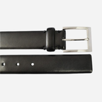 DARIO - Mens Black Leather Dress Belt with Silver Buckle - BeltNBags