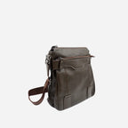 DARREN - Mens Dark Brown Leather Small Messenger Bag - BeltNBags