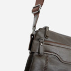 DARREN - Mens Dark Brown Leather Small Messenger Bag - BeltNBags