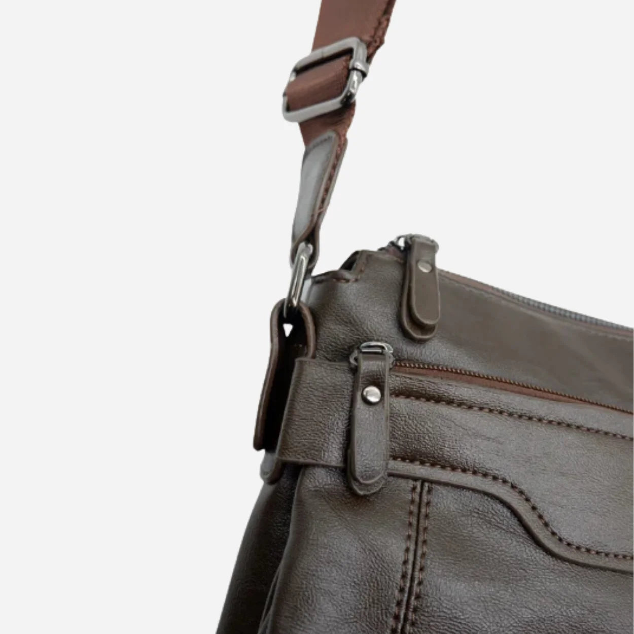 DARREN - Mens Dark Brown Leather Small Messenger Bag