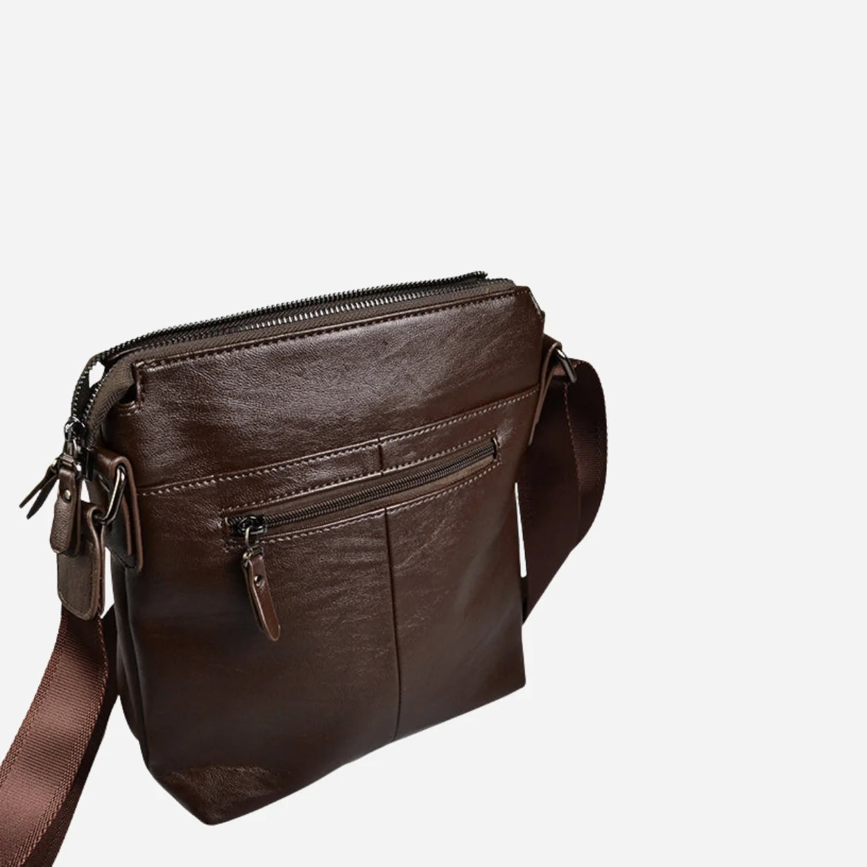 DARREN - Mens Dark Brown Leather Small Messenger Bag