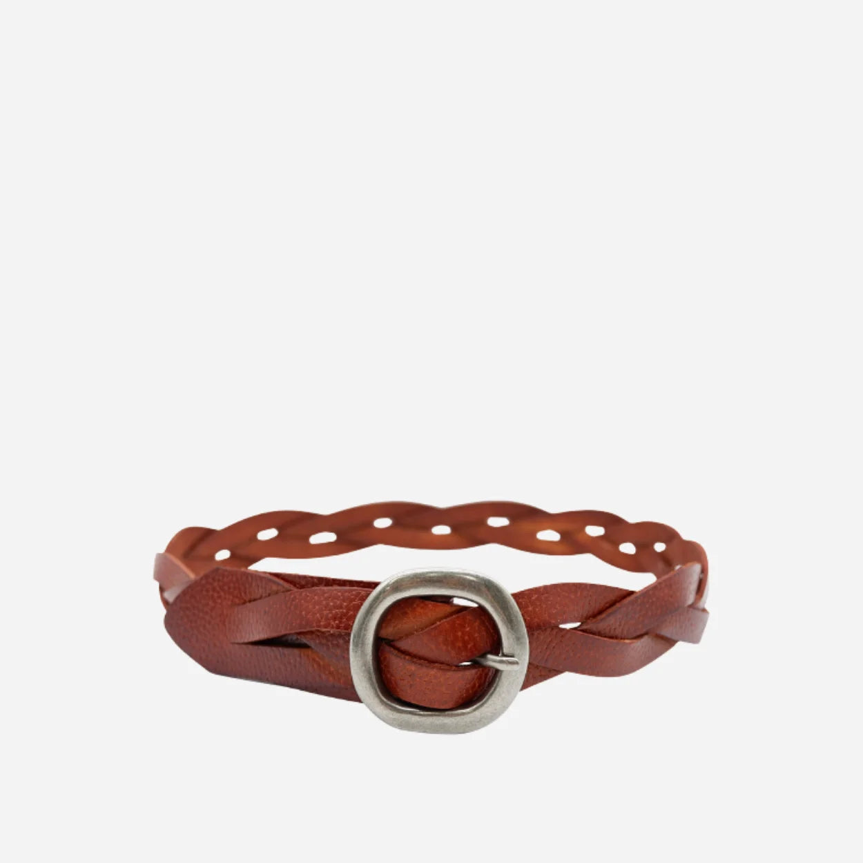 LOUISE - Womens Tan Genuine Leather Plaited Belt