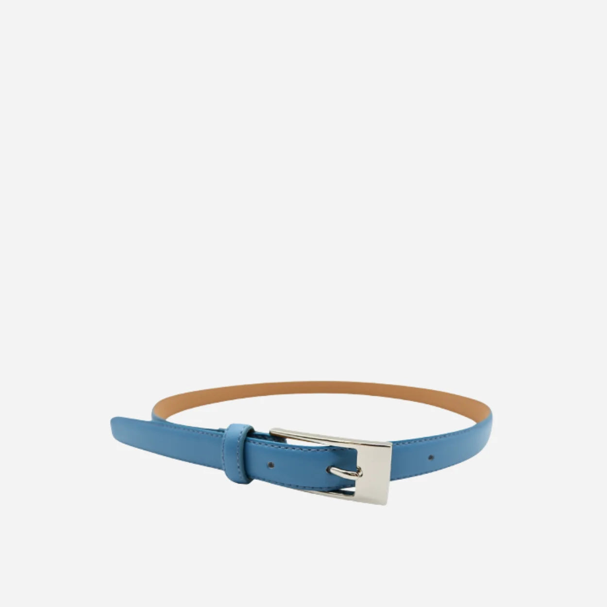 DEANEEN - Womens Azure Blue Genuine Leather Thin Belt
