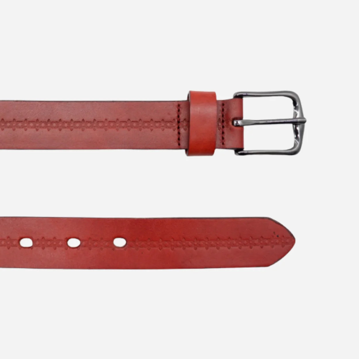 PATIA - Womens Tan Embossed Flower Pattern Leather Belt