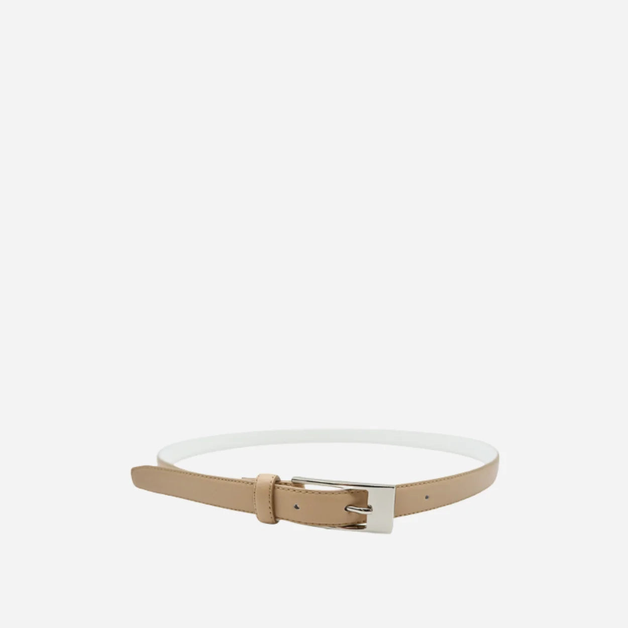 DEANEEN - Women's Nude Beige Genuine Leather Skinny Belt