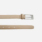 DEANEEN - Women's Nude Beige Genuine Leather Skinny Belt - BeltNBags