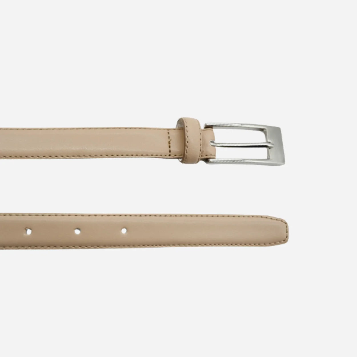 DEANEEN - Women's Nude Beige Genuine Leather Skinny Belt