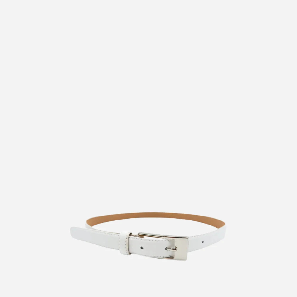 DEANEEN - Women's White Matte Genuine Leather Belt