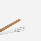 DEANEEN - Women's White Matte Genuine Leather Belt