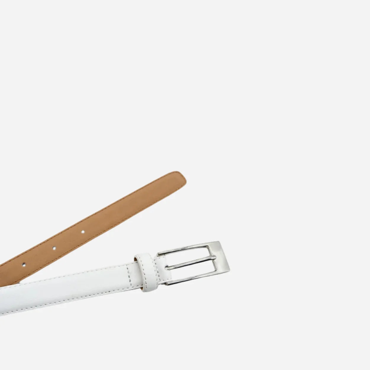 DEANEEN - Women's White Matte Genuine Leather Belt