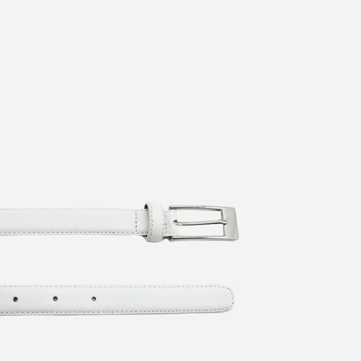DEANEEN - Women's White Matte Genuine Leather Belt