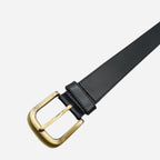 Dubbo Men's Black Leather Belt | Antique Gold Buckle | BeltNBags