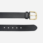 Dubbo Men's Black Leather Belt | Antique Gold Buckle | BeltNBags
