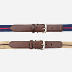 DUKE - Canvas Men's Navy Red Stripe Leather Belt