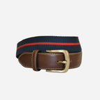 DUKE - Canvas Men's Navy Red Stripe Leather Belt