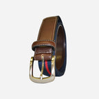 DUKE - Canvas Men's Navy Red Stripe Leather Belt