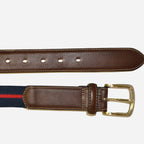 DUKE - Canvas Men's Navy Red Stripe Leather Belt