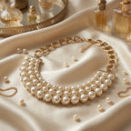 ELARA Luxe Pearl Necklace: Triple-Row Pearl Necklace - BeltNBags