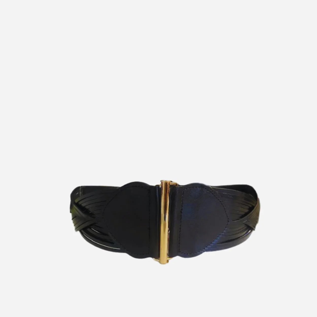 ELIZABETH - Black Genuine Leather Stretch Belt