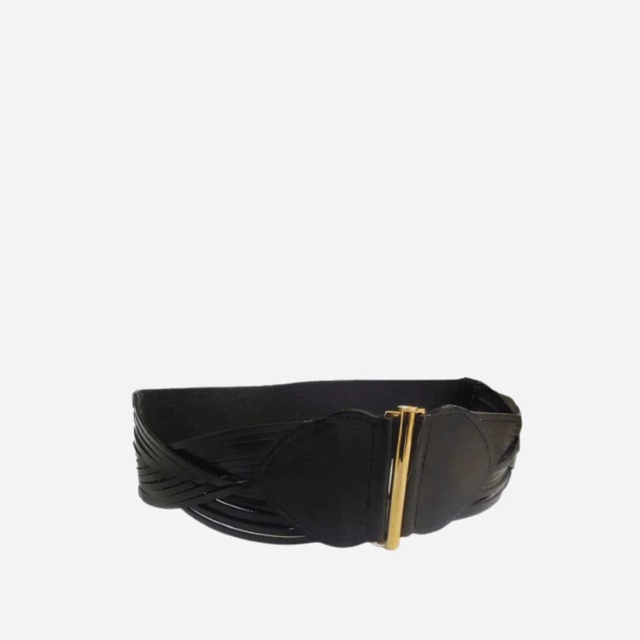 ELIZABETH - Black Genuine Leather Stretch Belt