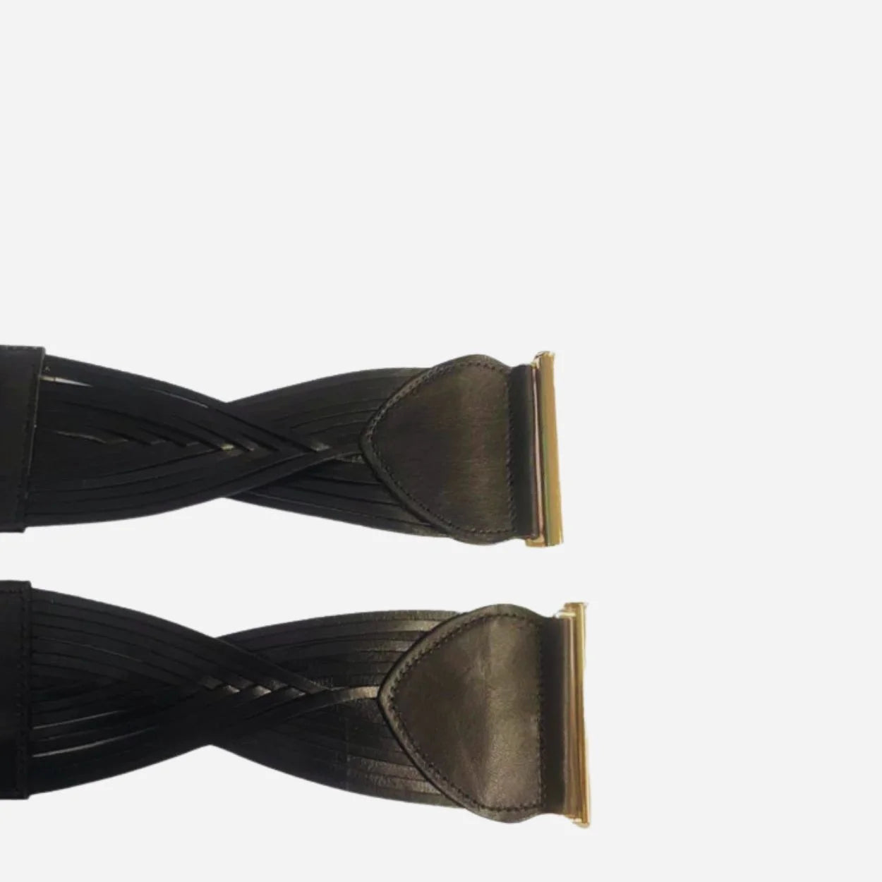 ELIZABETH - Black Genuine Leather Stretch Belt