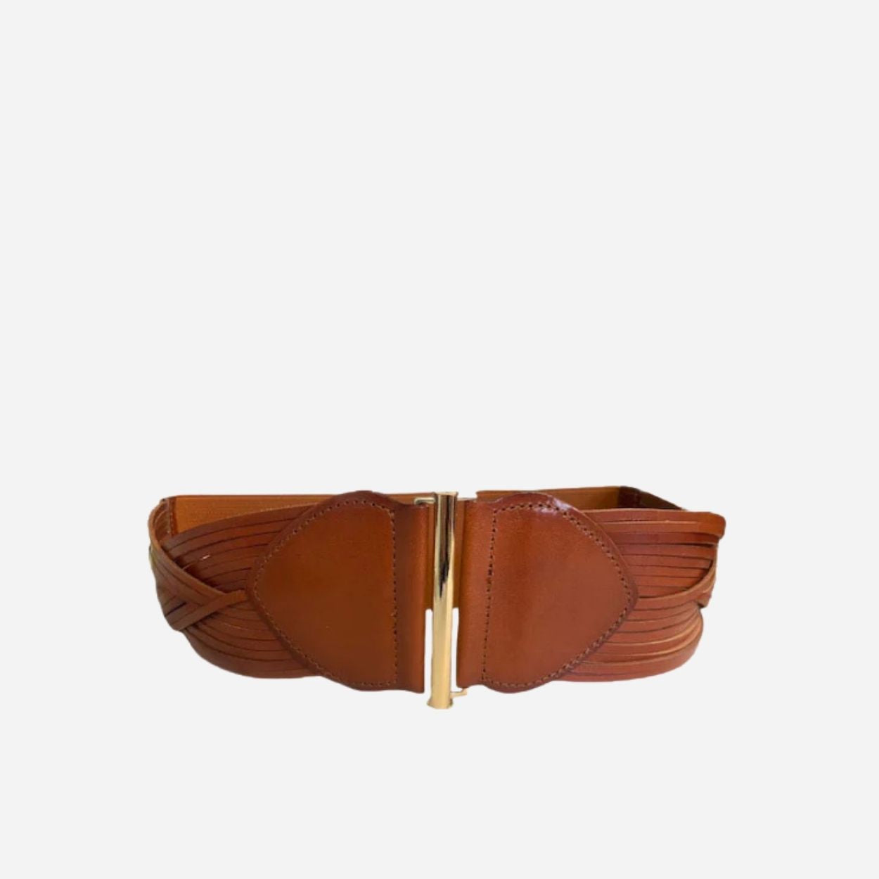 ELIZABETH - Women's Tan Genuine Leather Stretch Belt