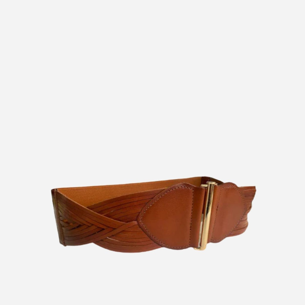 ELIZABETH - Women's Tan Genuine Leather Stretch Belt