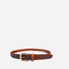 ERSKINVILLE - Ladies Tan Plaited Leather Belt with Gold Buckle - BeltNBags
