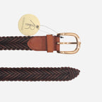 ERSKINVILLE - Ladies Tan Plaited Leather Belt with Gold Buckle - BeltNBags