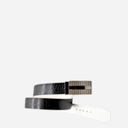 Esplanade Reversible Genuine Leather Belt – White & Embossed Black Finish