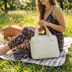 FARLEY -  Womens Off-White Lamb Embroidered Stitching Unique Handbag - BeltNBags