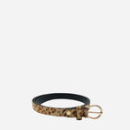 FELICIA - Women's Gold Leopard Print Genuine Leather Belt