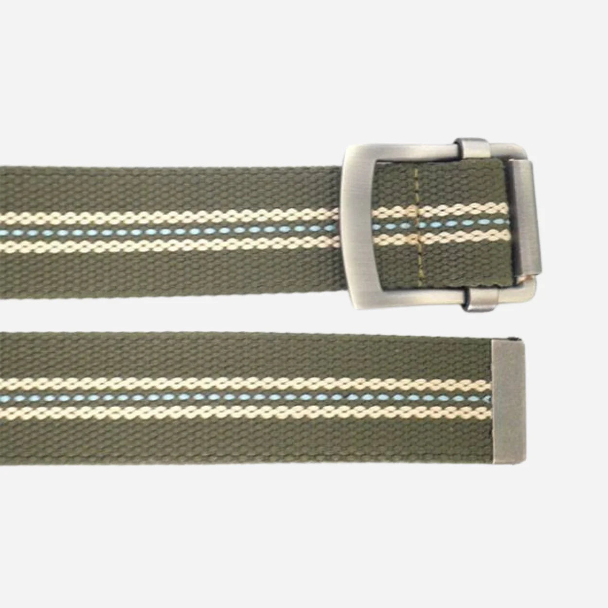 FREDRIK - Mens Khaki & Cream Canvas Webbing Belt - CLEARANCE - BeltNBags