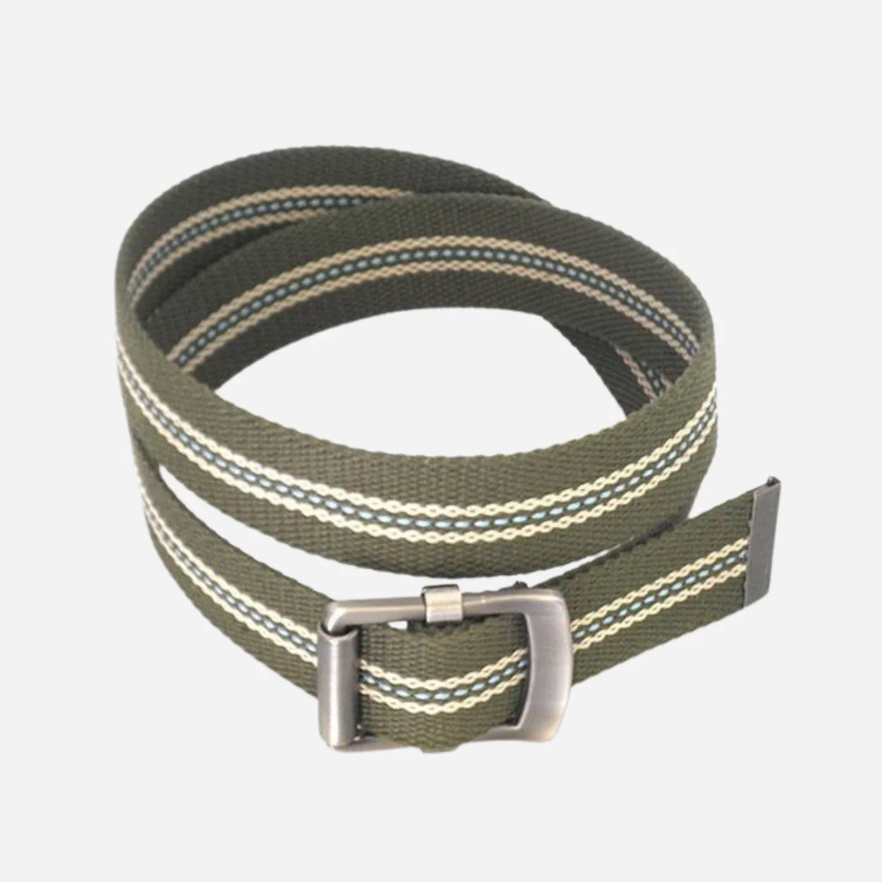 FREDRIK - Mens Khaki & Cream Canvas Webbing Belt - CLEARANCE - BeltNBags