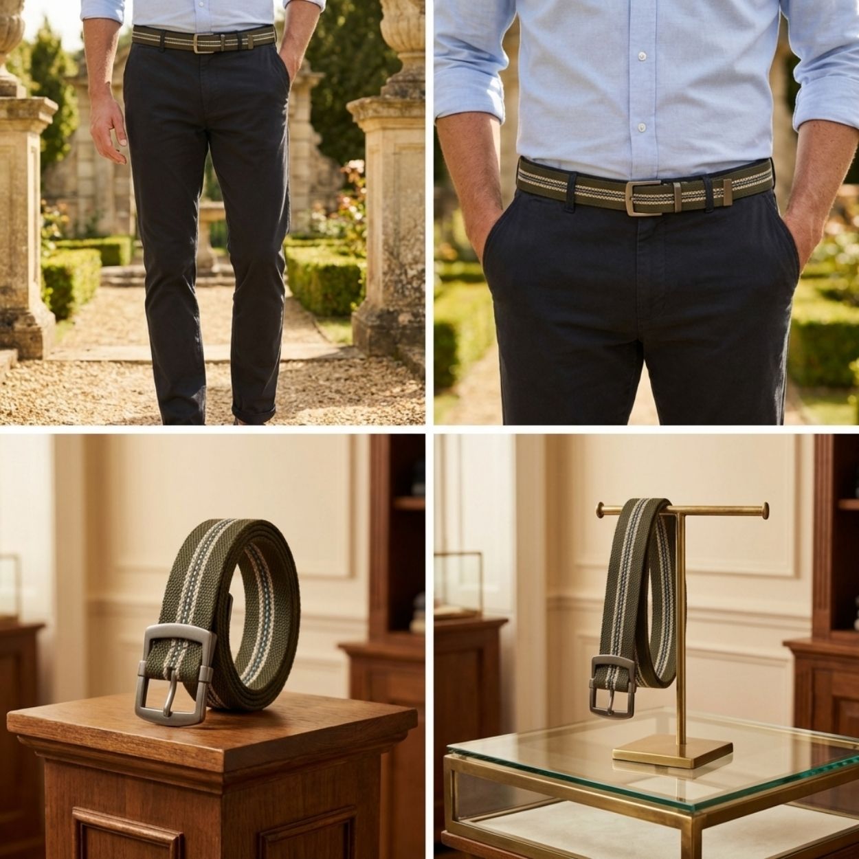 Fredrick Olive Cotton Webbing Unisex Belt - BeltNBags