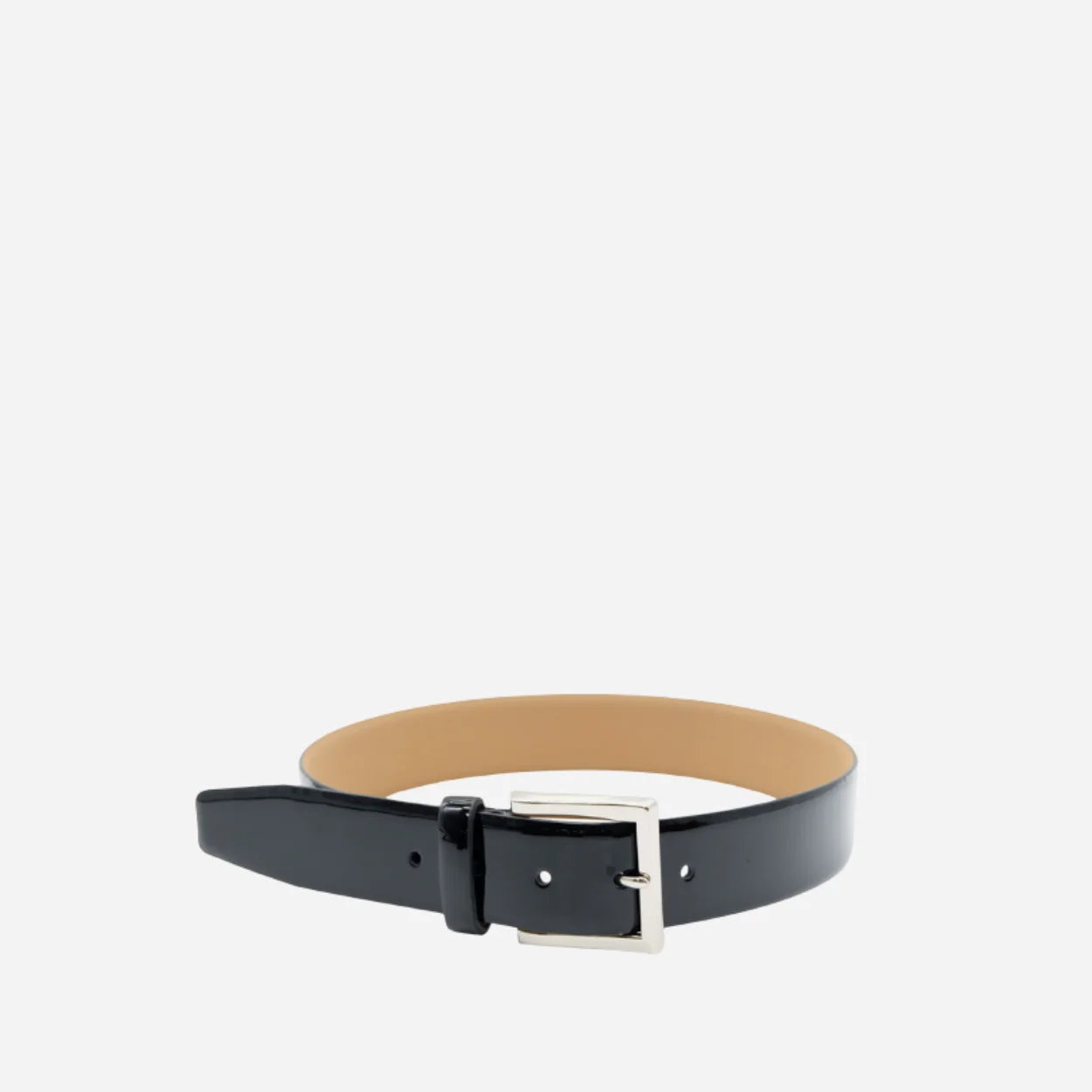 GRACE - Womens Black Patent Finish Leather Belt with Silver Buckle - BeltNBags