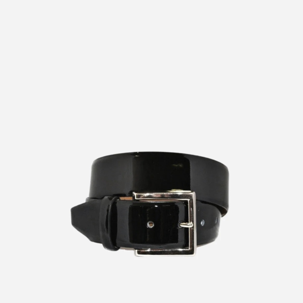 GRACE - Womens Black Patent Finish Leather Belt with Silver Buckle - BeltNBags